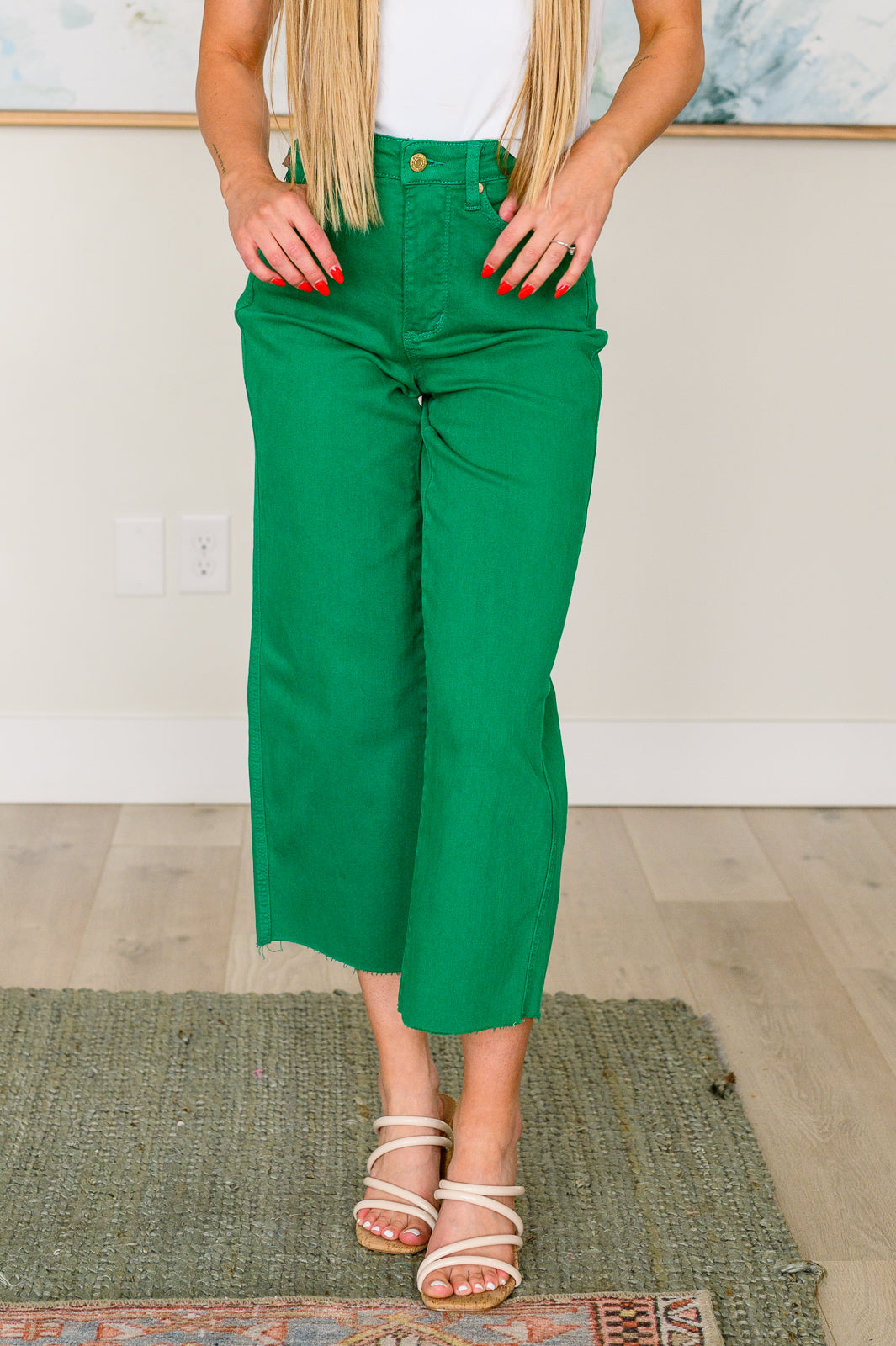 Lisa High Rise Control Top Wide Leg Crop Jeans • Kelly Green