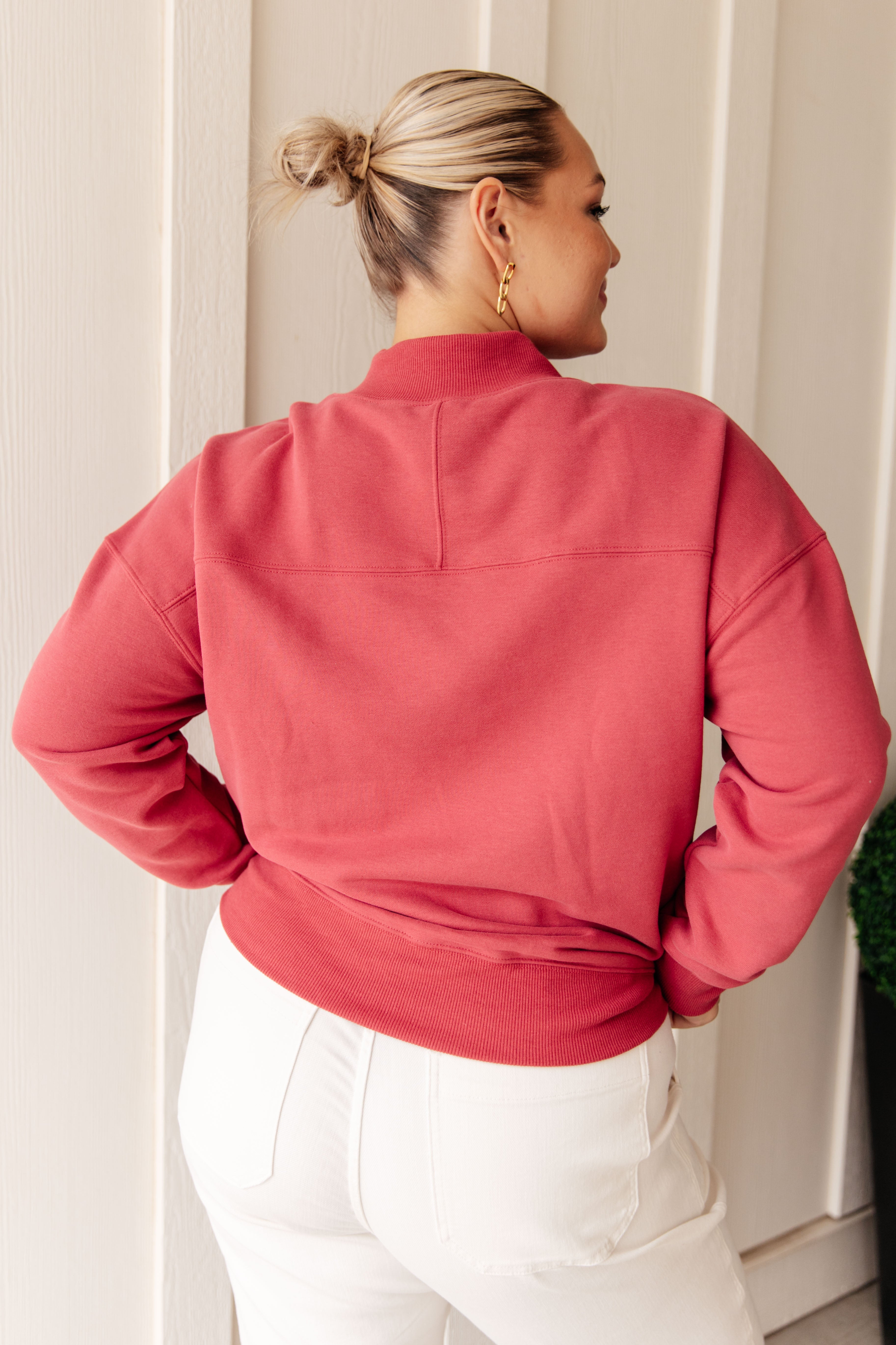 Make No Mistake Mock Neck Pullover • Cranberry