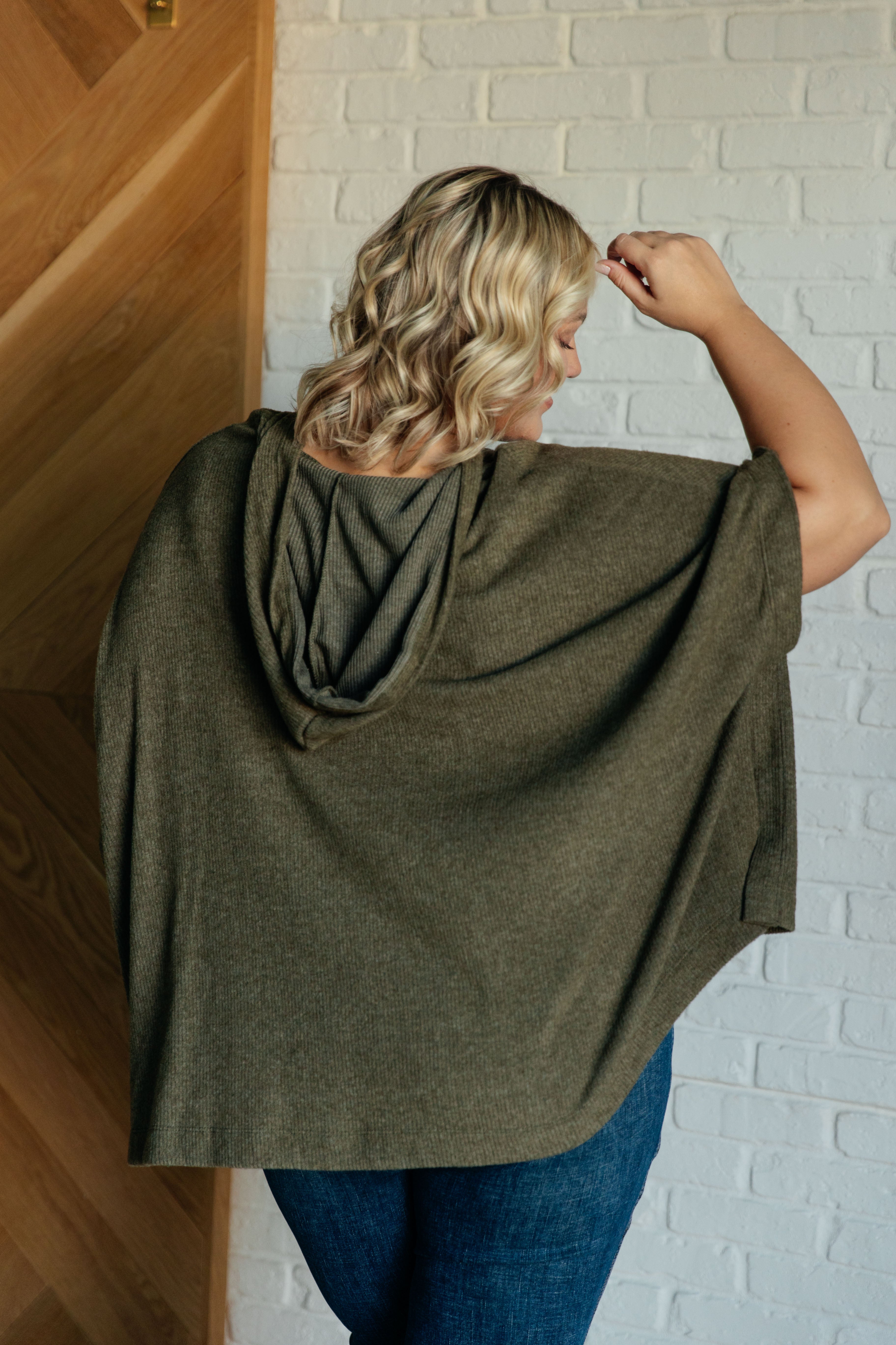 Perfectly Poised Hooded Poncho • Olive