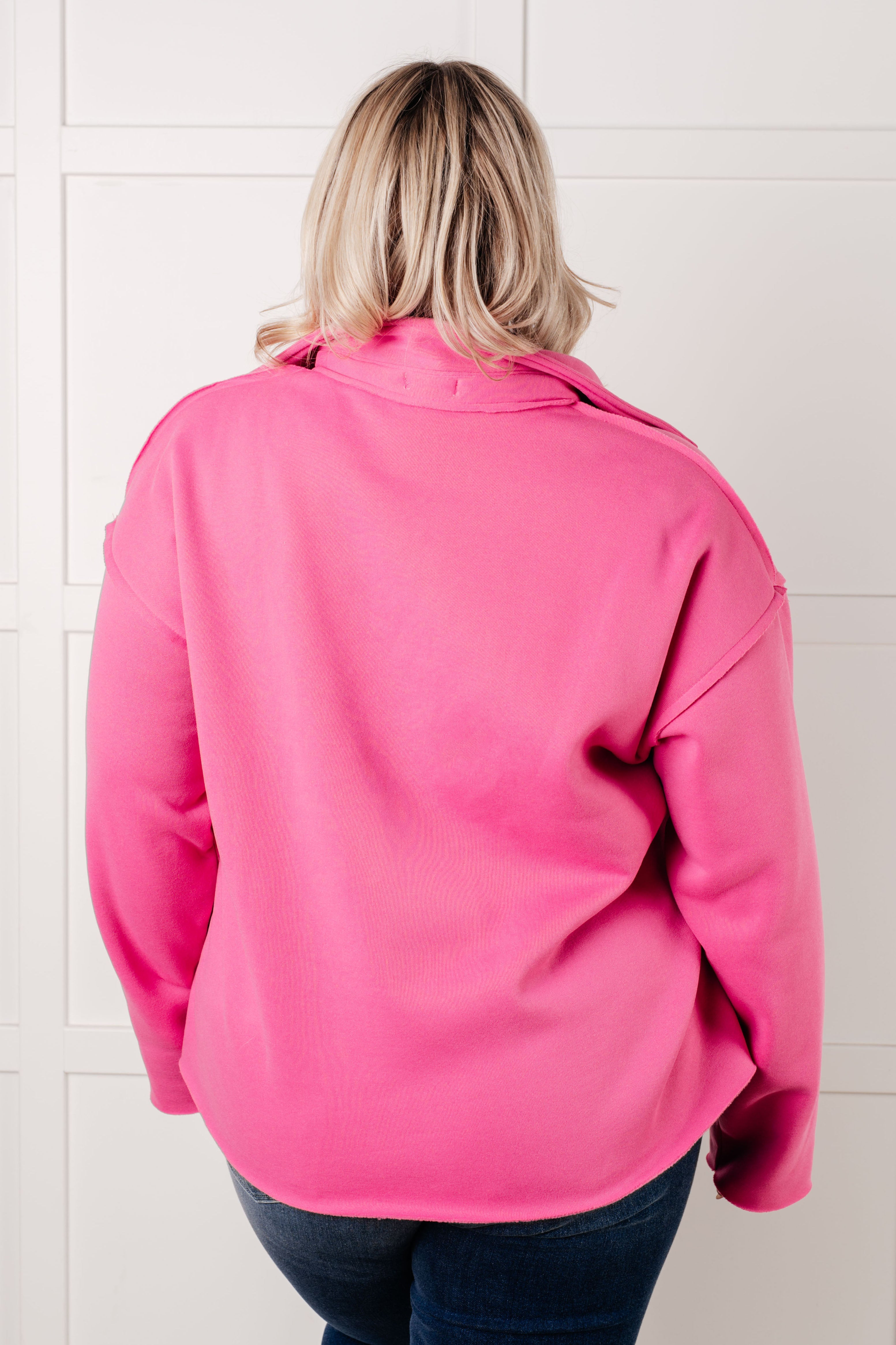 Same Ol' Situation Collared Pullover • Hot Pink