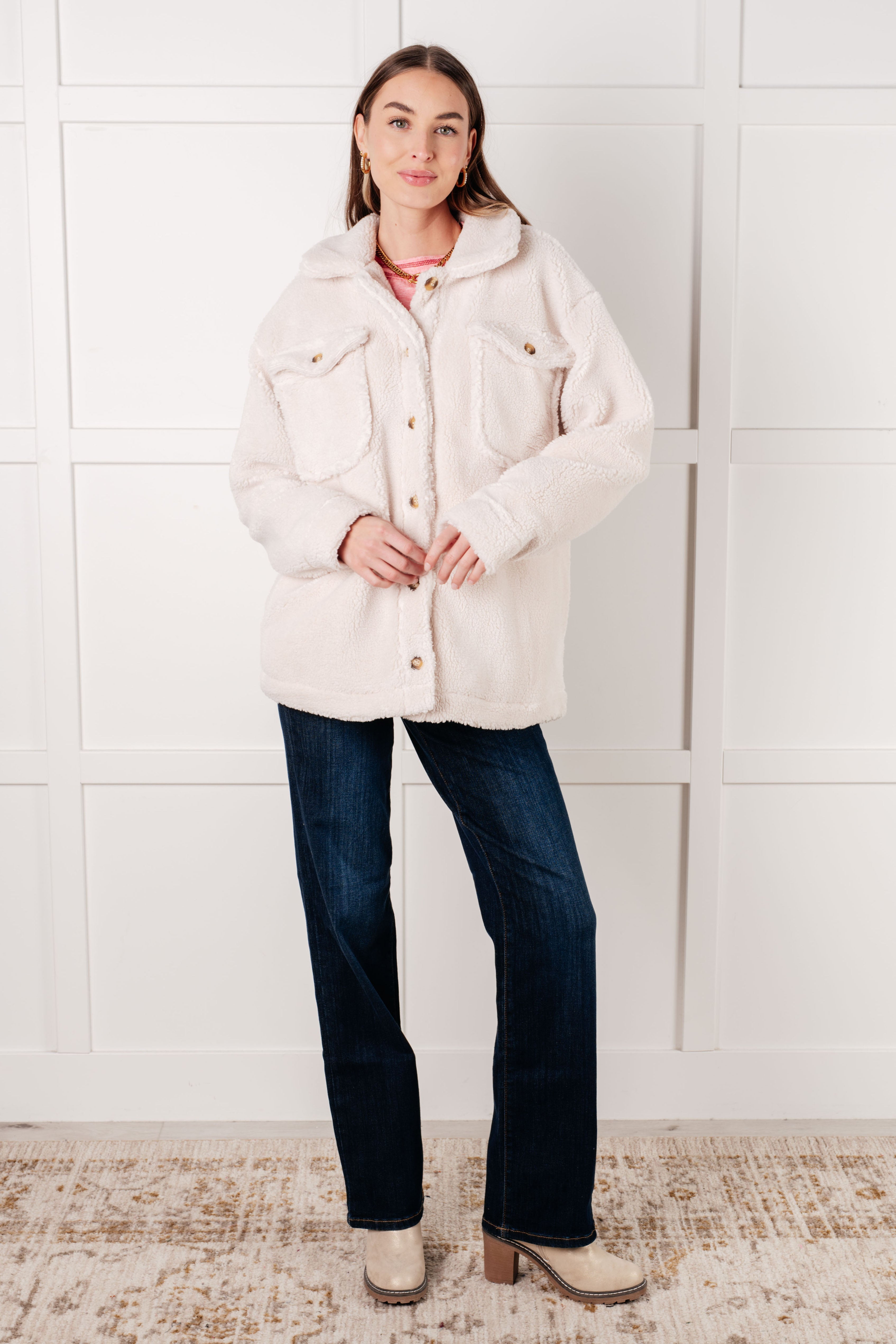 Shrouded in Sherpa Coat • White