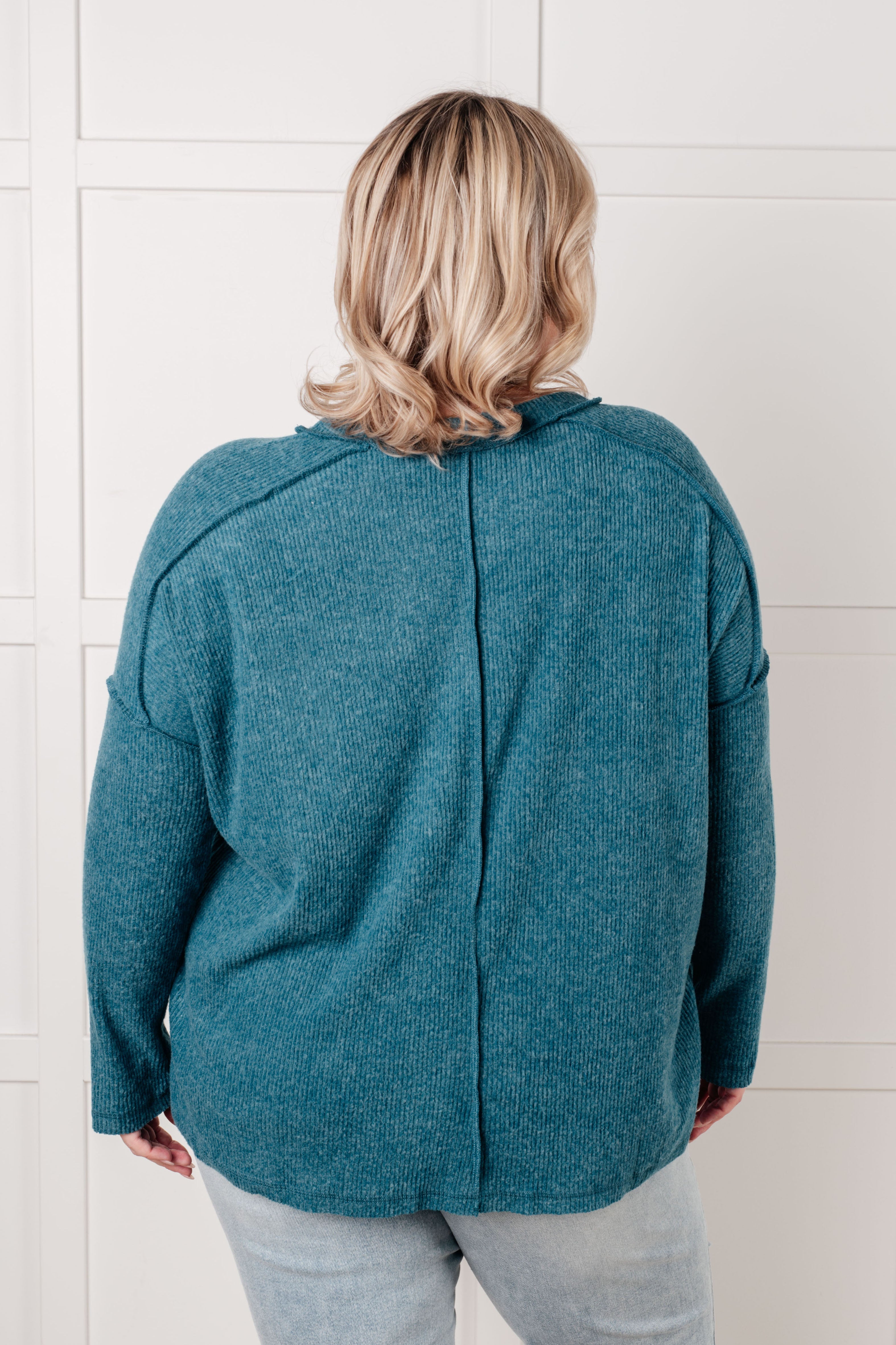 Simply Basic Ribbed Hacci Sweater • Teal