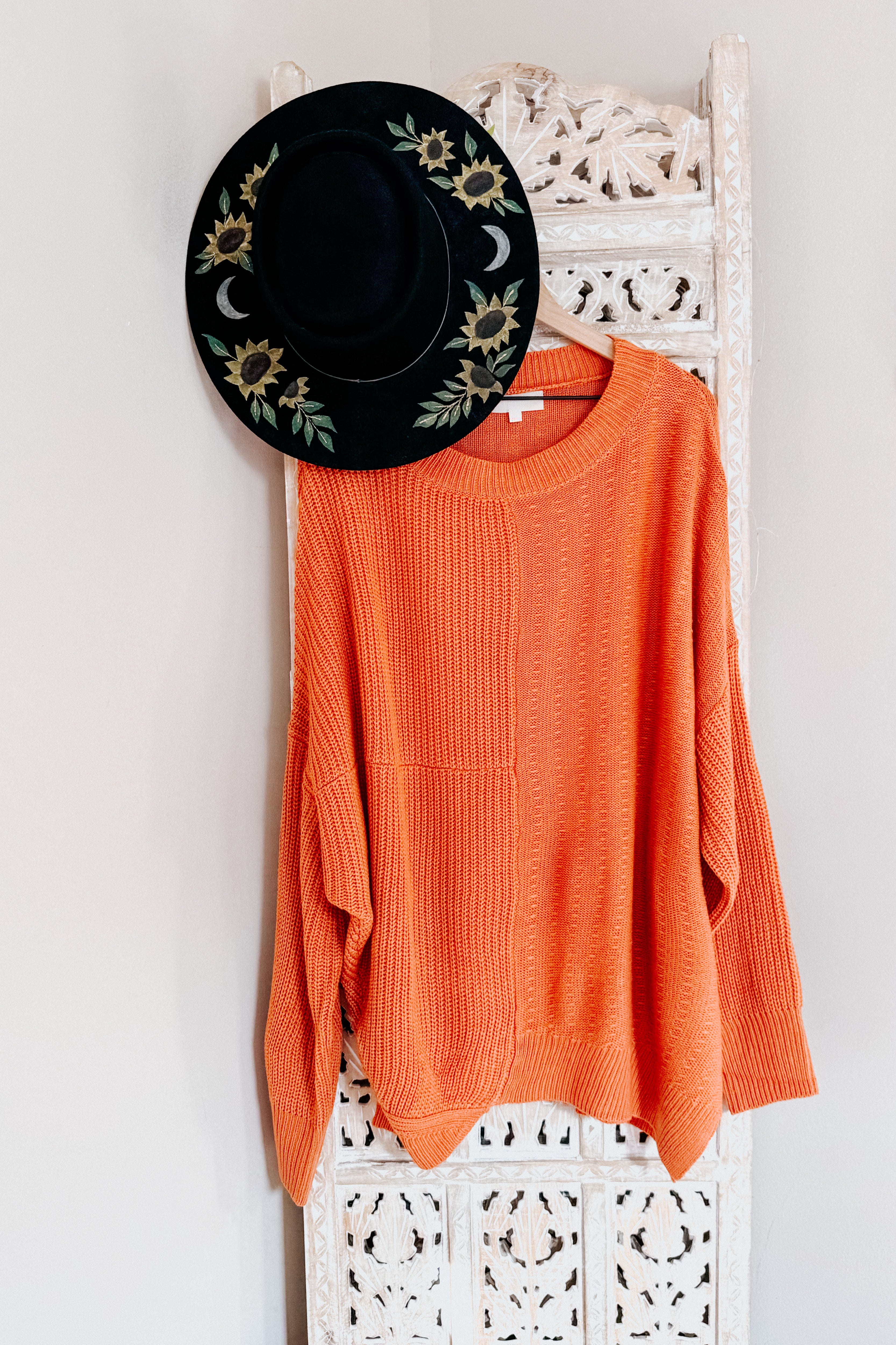 Suddenly Fine Asymmetrical Knit Sweater • Pumpkin