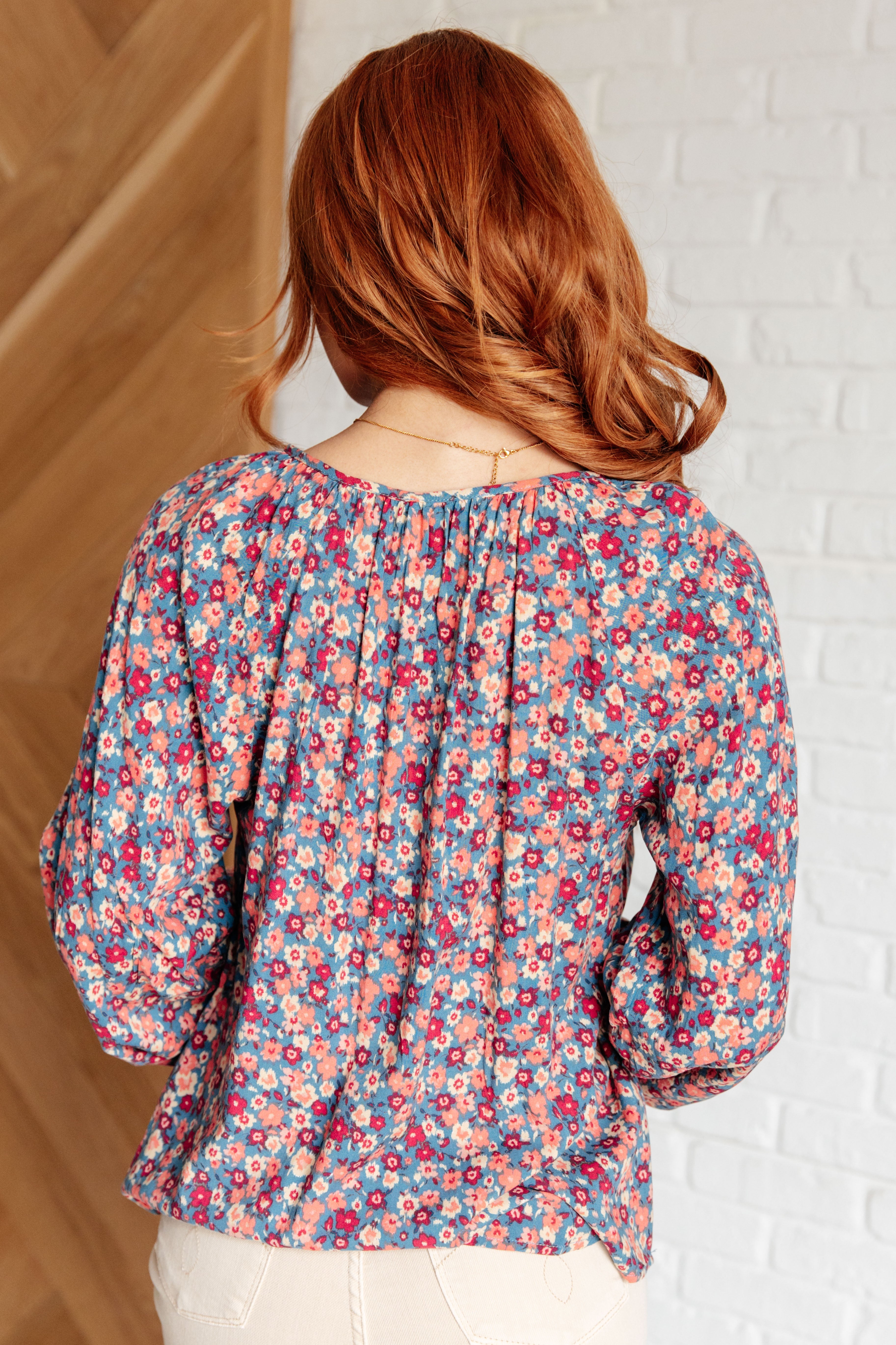 Sunday Brunch Blouse • Denim Floral