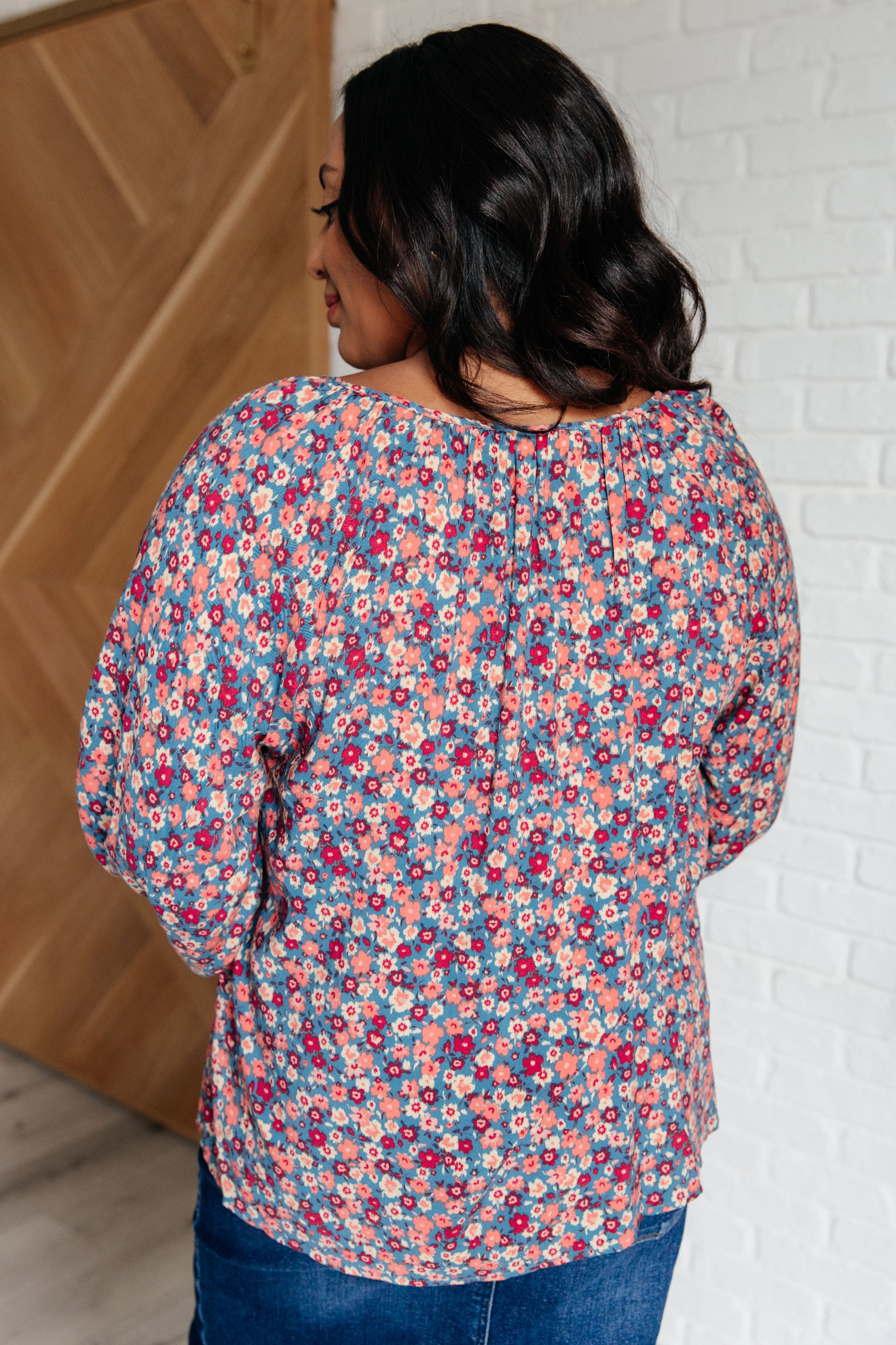 Sunday Brunch Blouse • Denim Floral