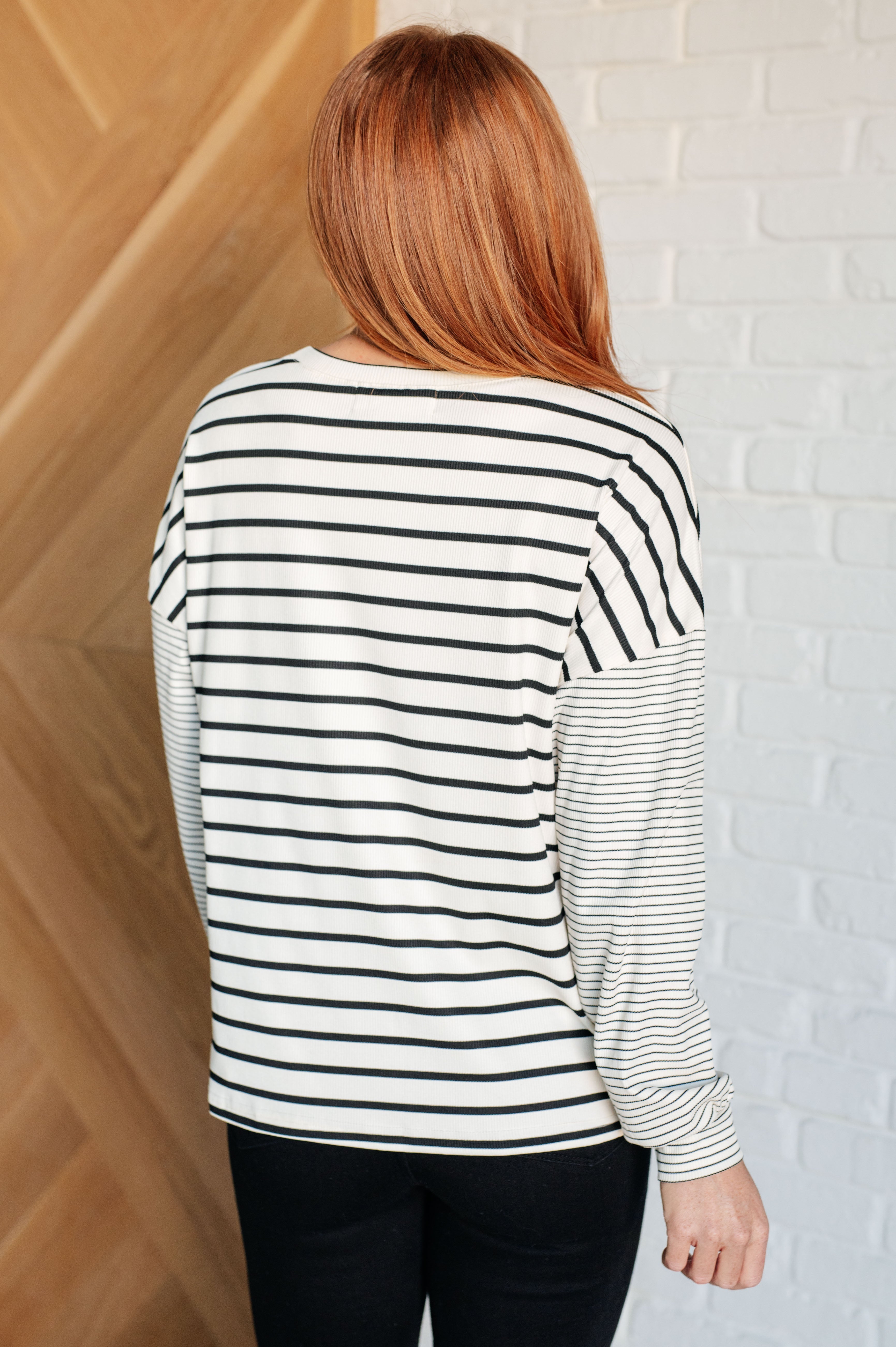 Super Clever Patchwork Striped Top • Ivory