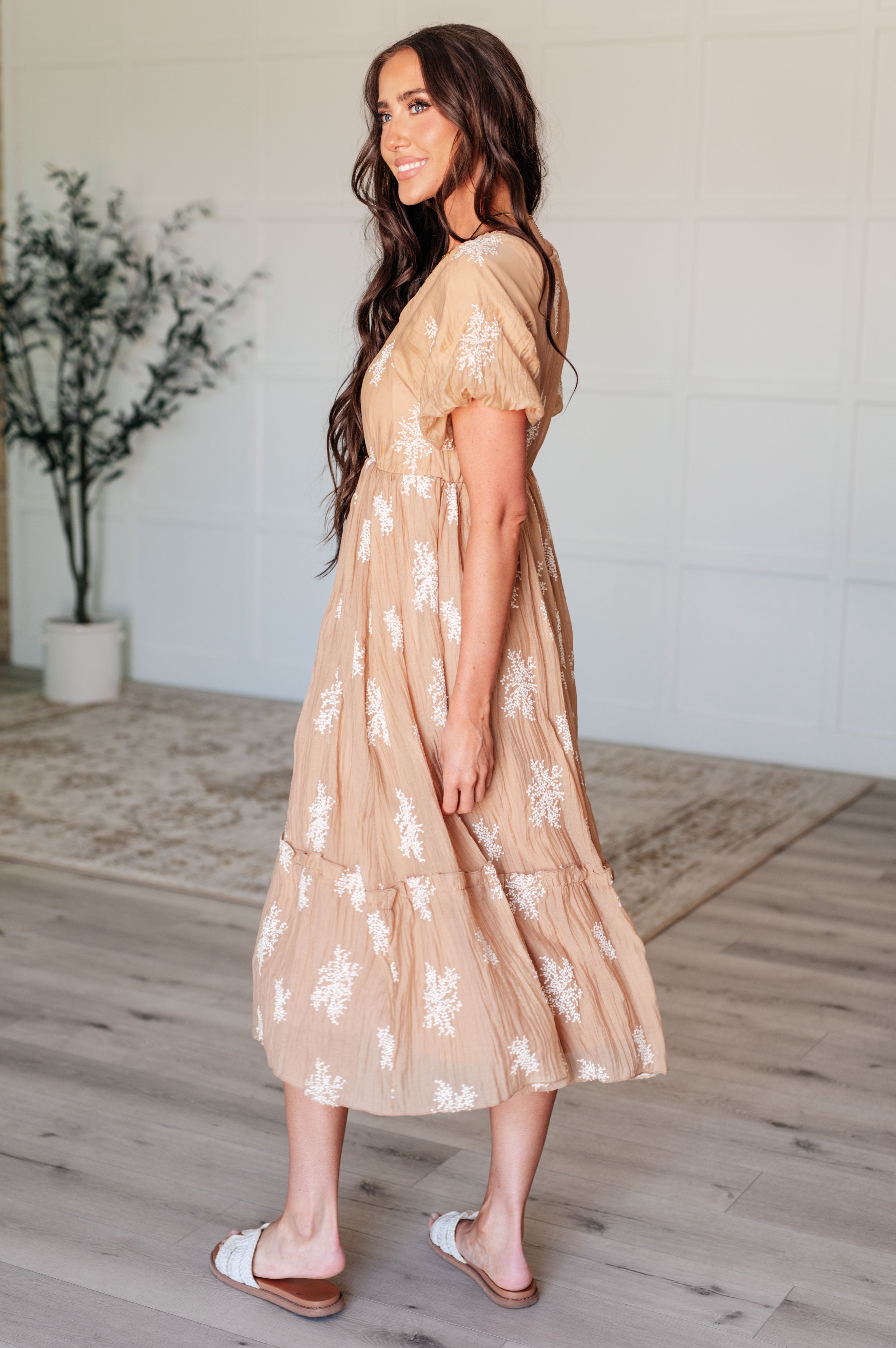 Trusting My Intuition Balloon Sleeve Dress • Camel