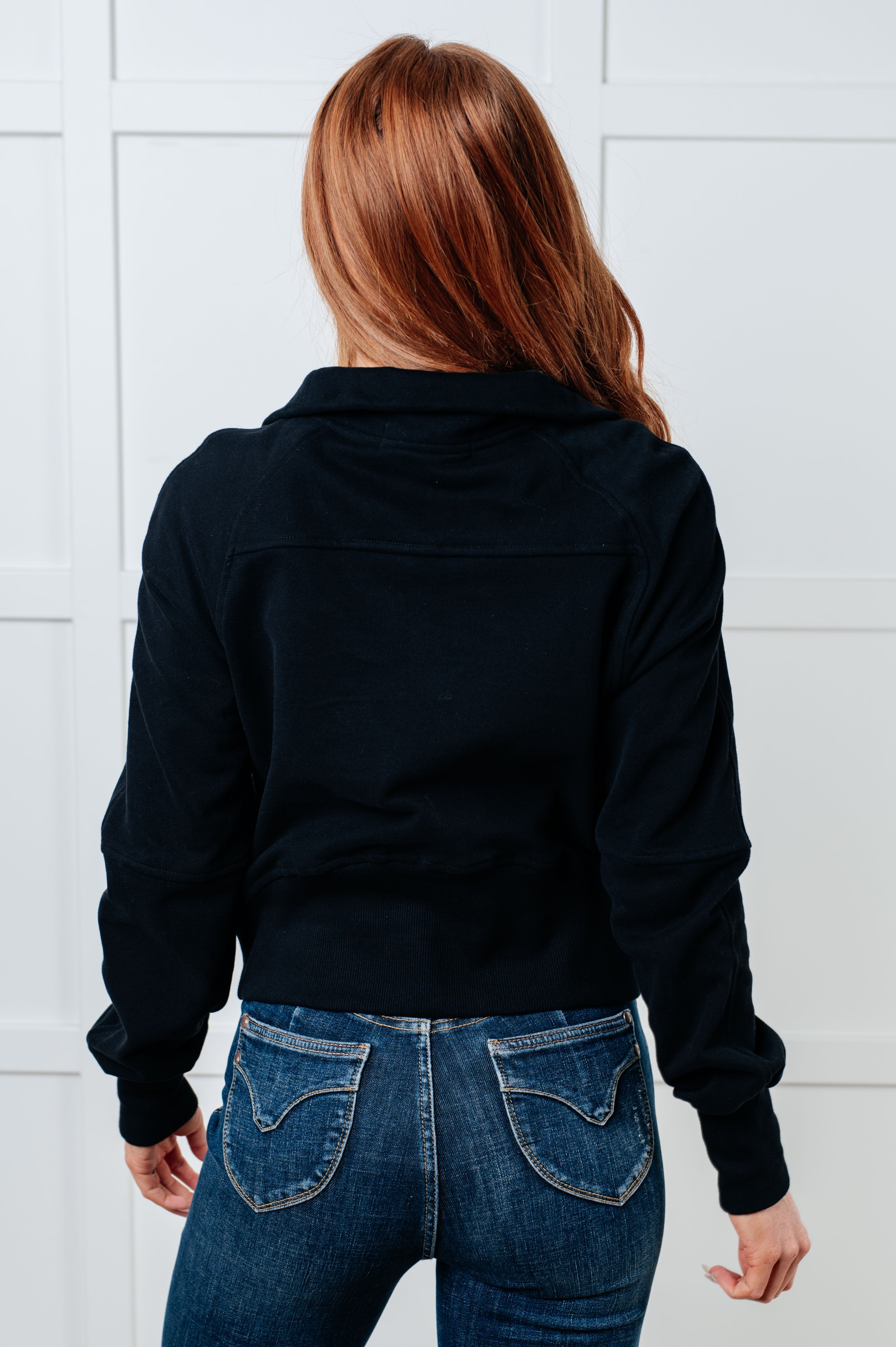 Under Her Spell Half Zip Pullover • Black