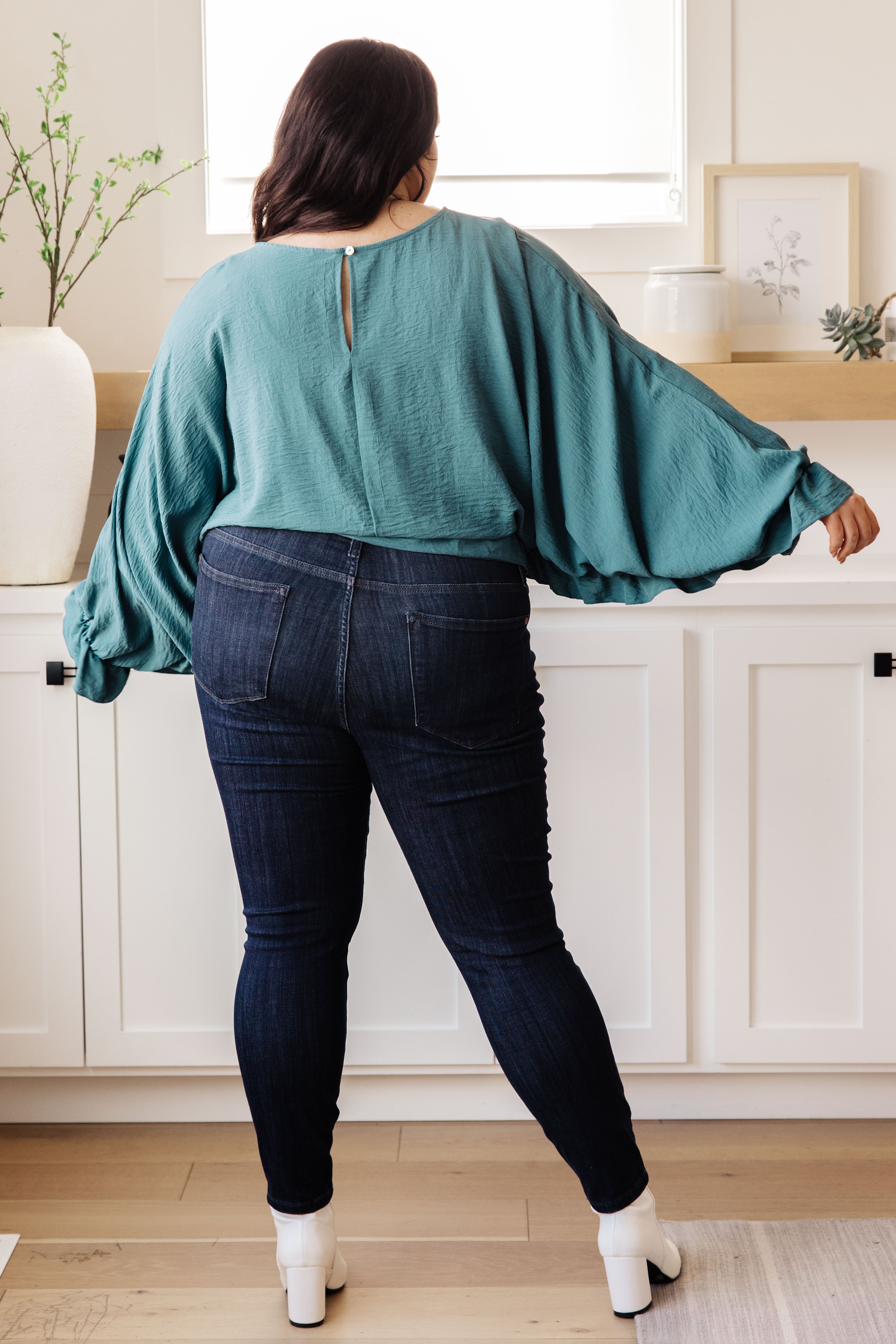 Winging It Ruffle Detail Top • Teal