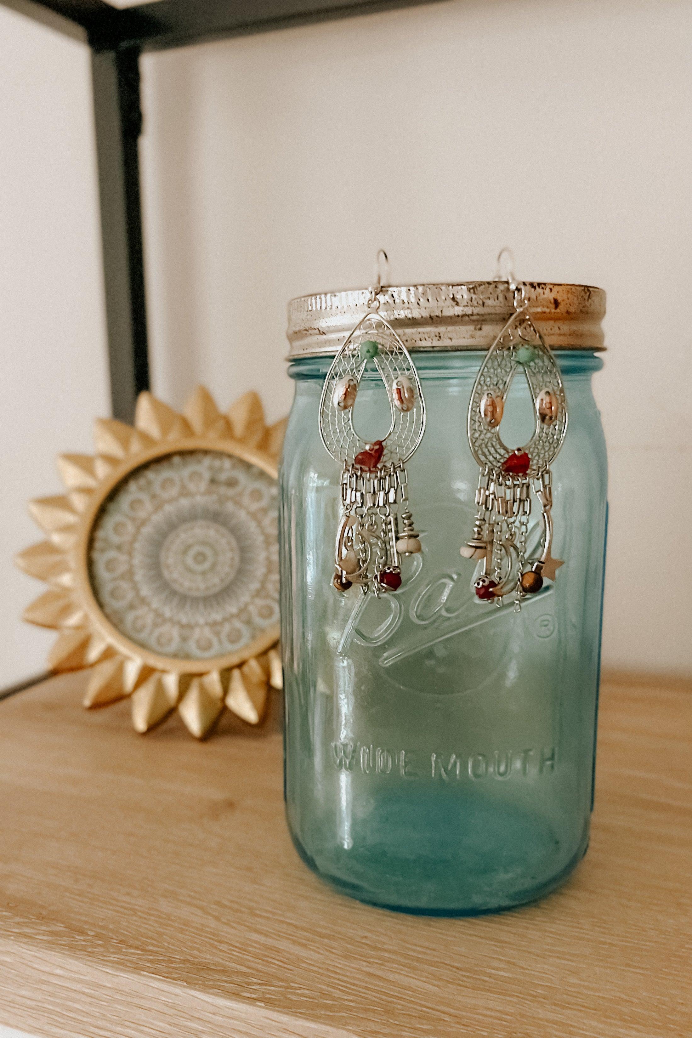 Birdie Moon & Stars Beaded Teardrop Earrings - Atomic Wildflower