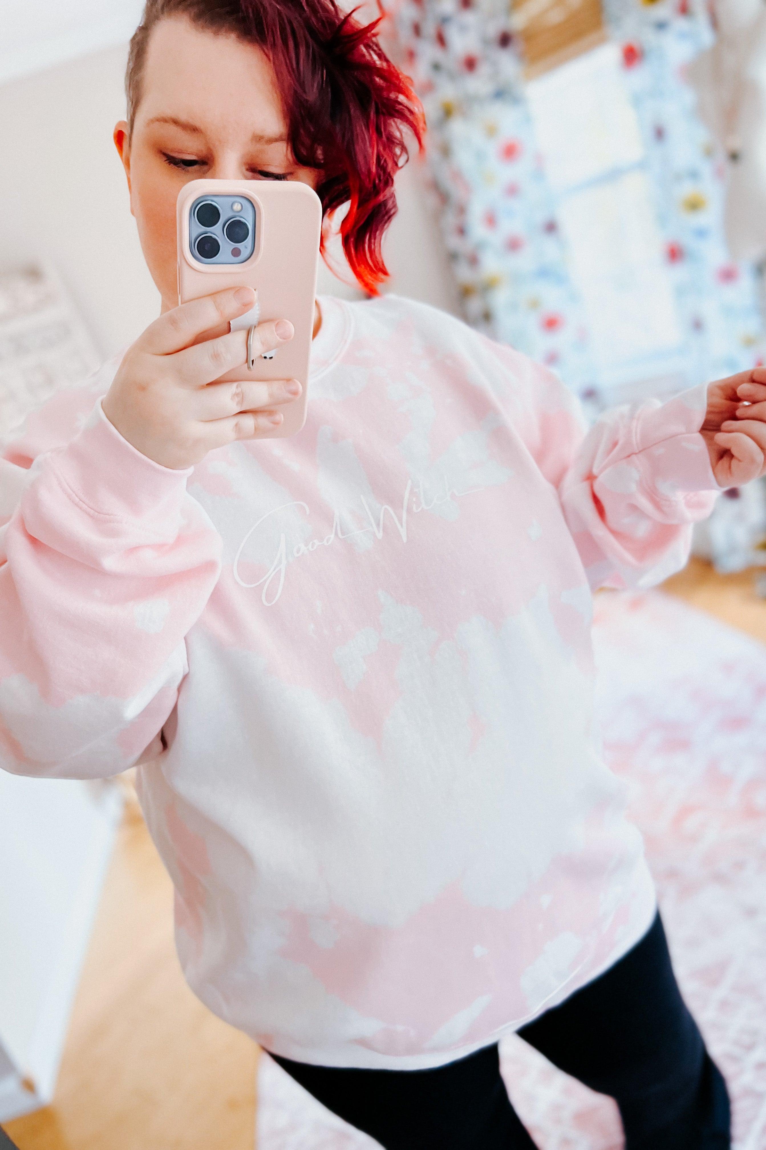 Good Witch Pink Bleached Pullover