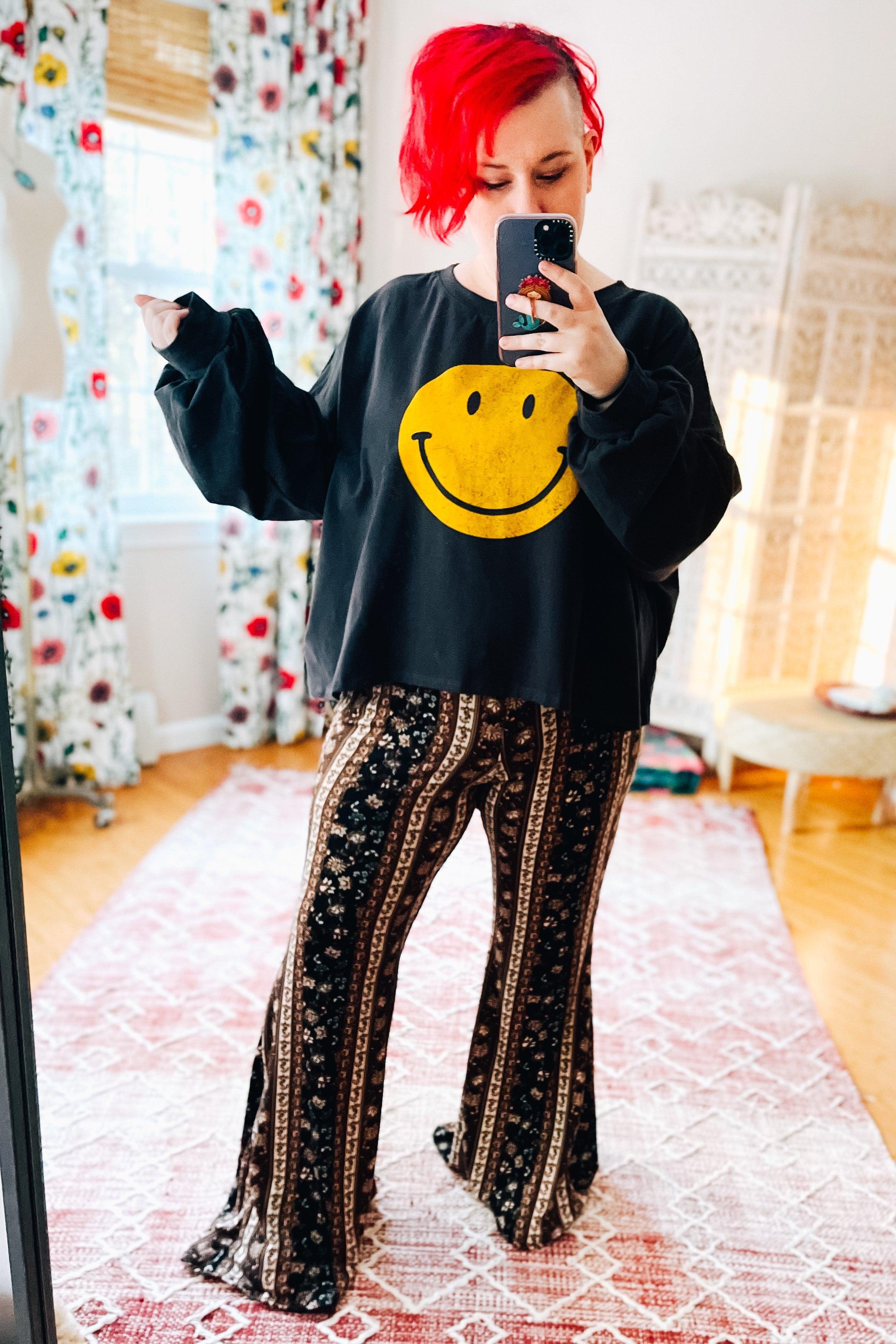 Smile Like You Mean It Long Sleeve Crop Top - Atomic Wildflower