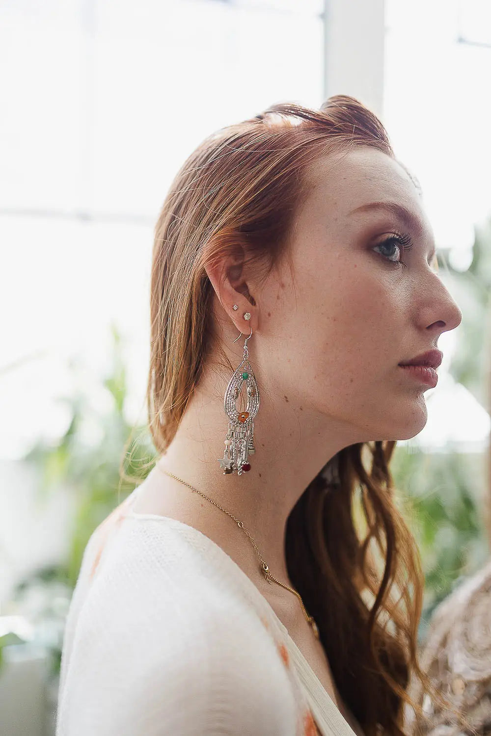 Birdie Moon & Stars Beaded Teardrop Earrings - Atomic Wildflower