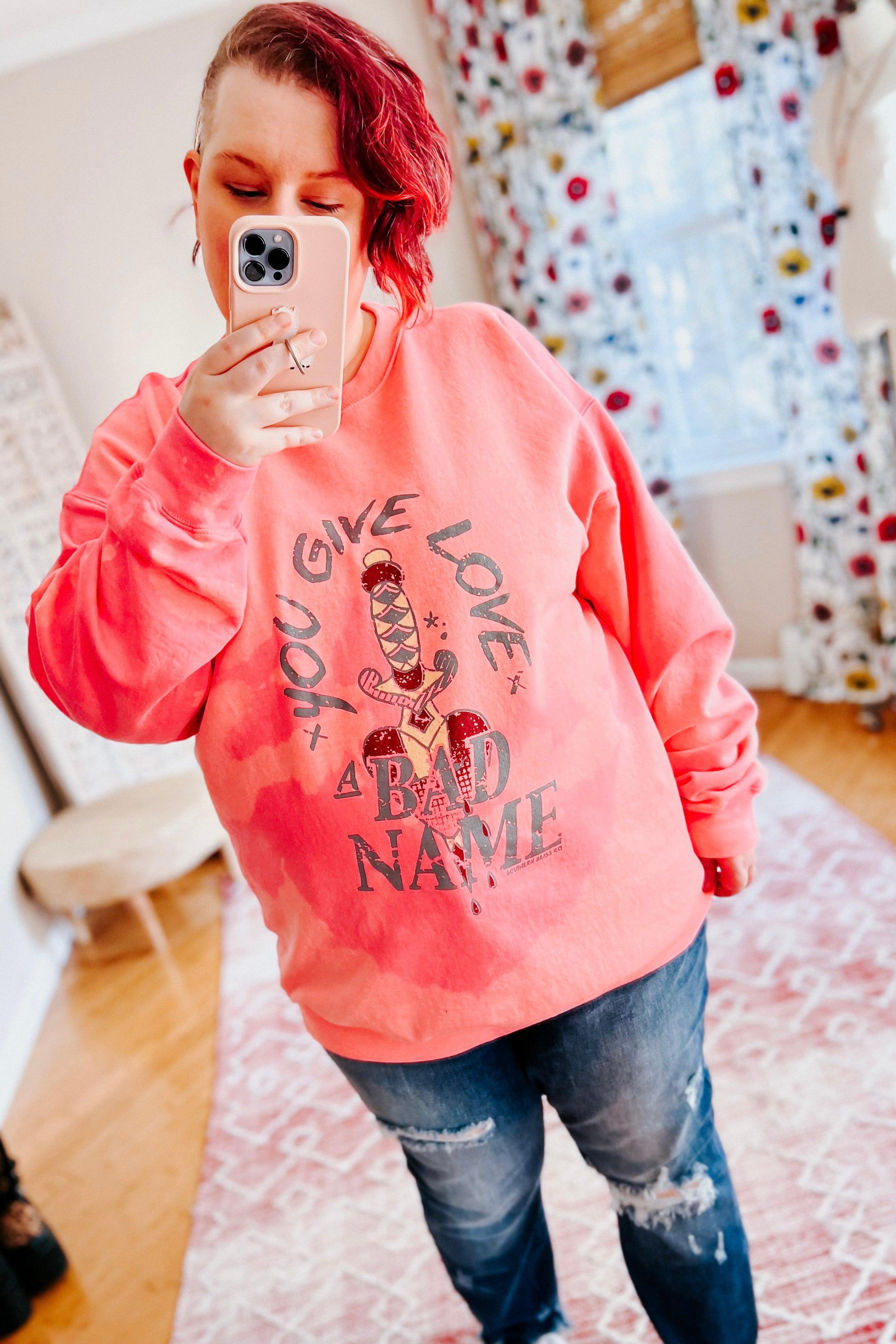 You Give Love Pink Bleached Pullover