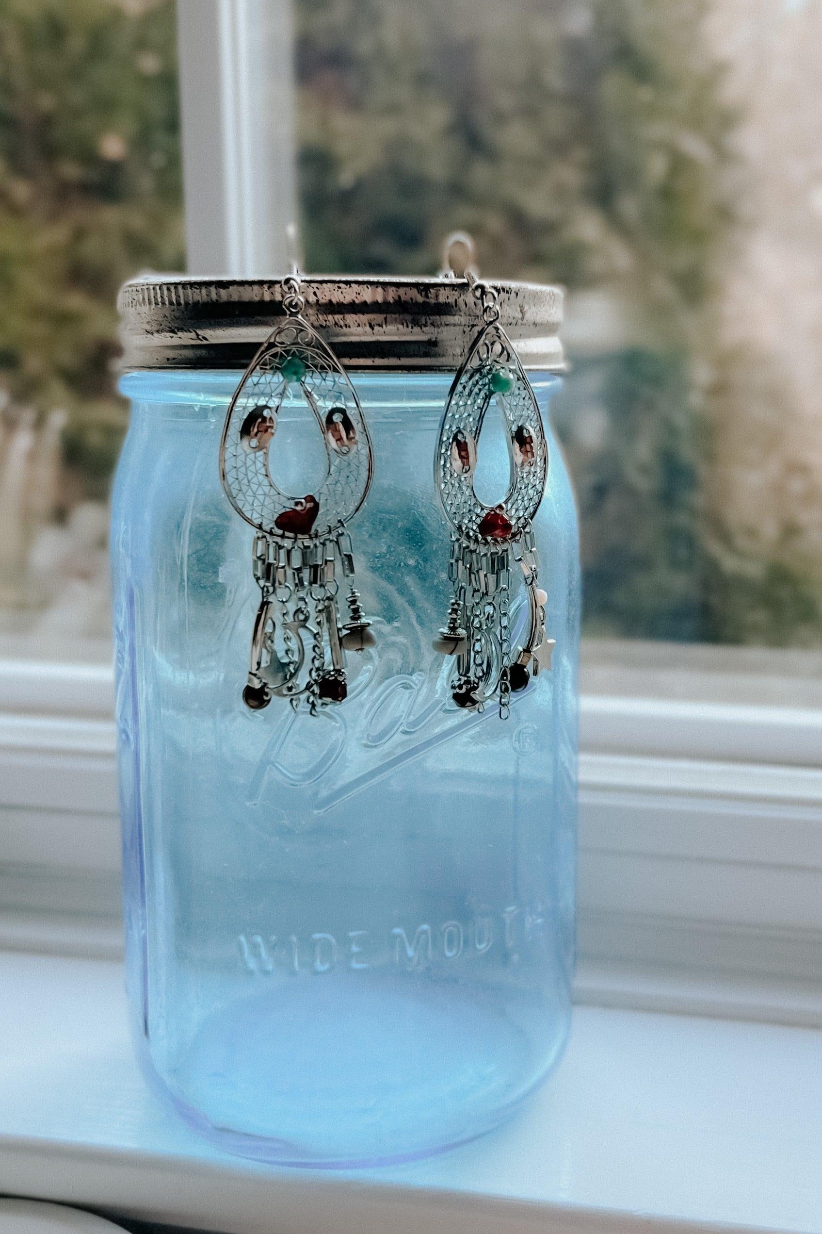 Birdie Moon & Stars Beaded Teardrop Earrings - Atomic Wildflower