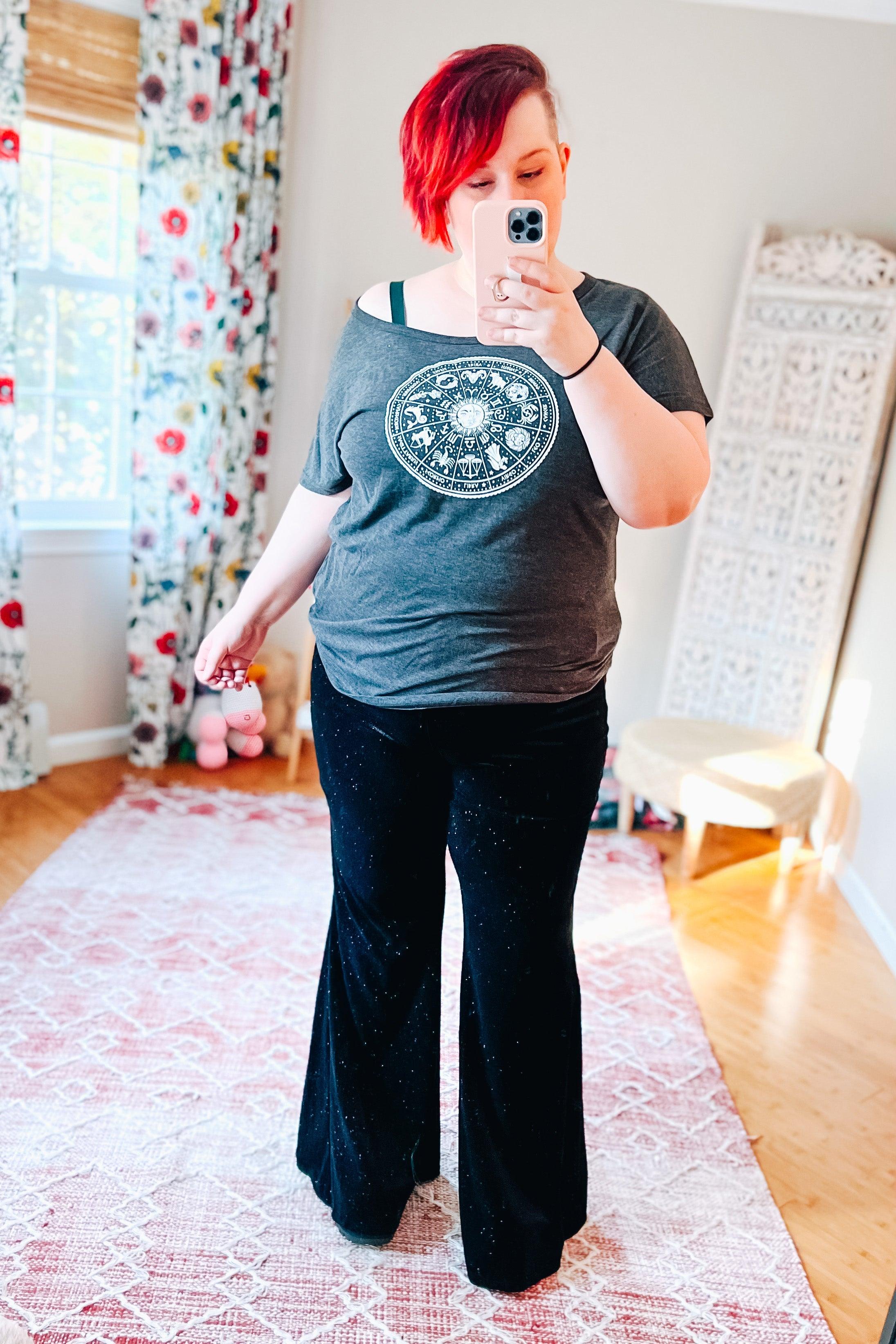 Black plus size fashion bell bottoms