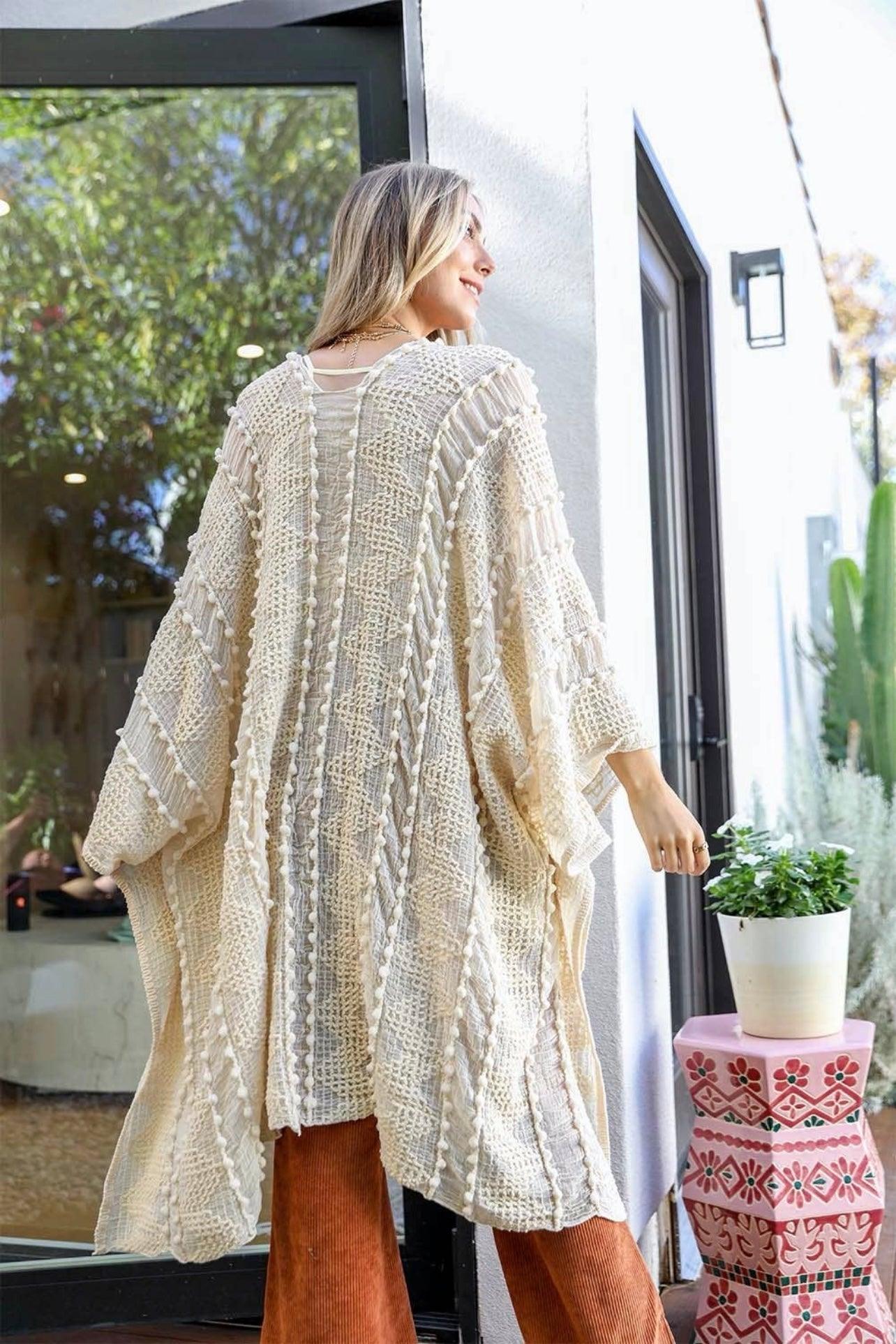 Zoya Zig Zag Embroidered Kimono • Ivory - Atomic Wildflower